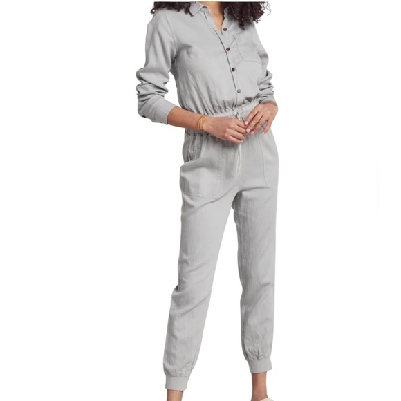 Faherty Linen Blend Arlie Utility Jumpsuit in Stone Size XS - Picture 13 of 13